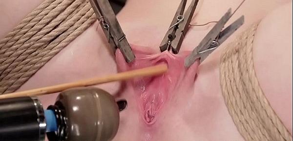  Pierced cunt blonde sub pussy vibrated